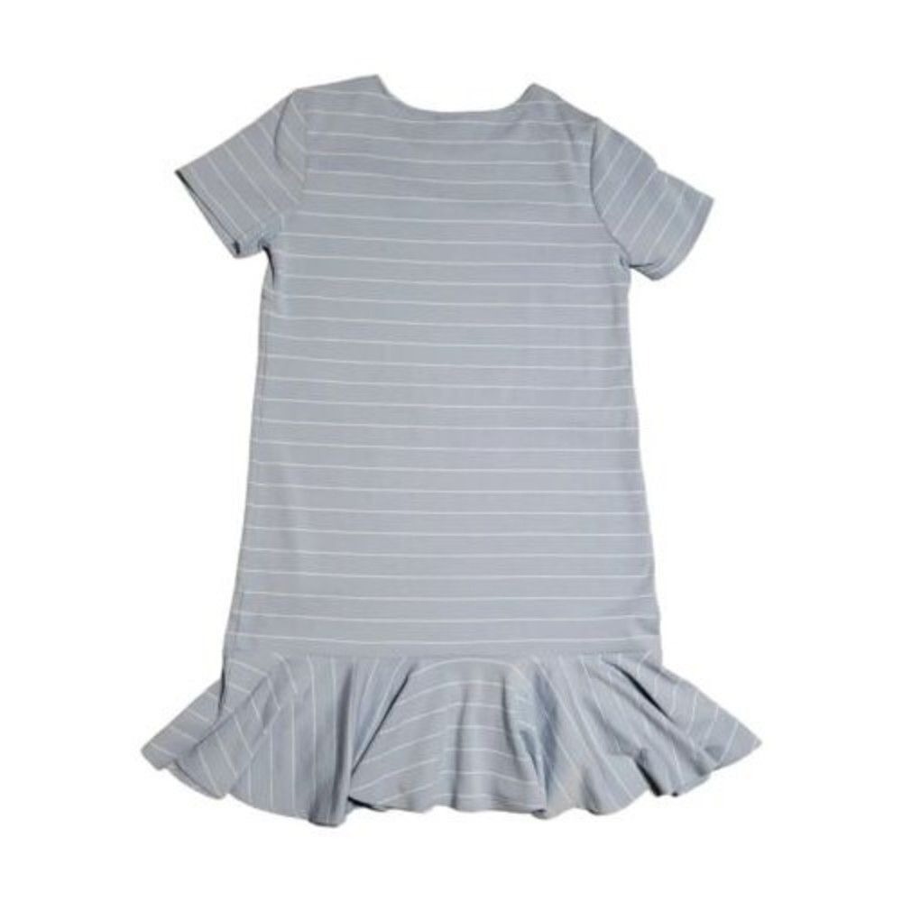 Vila Celestial Blue Ruffled Striped Knee Length Dress Size S New - Picture 10 of 11